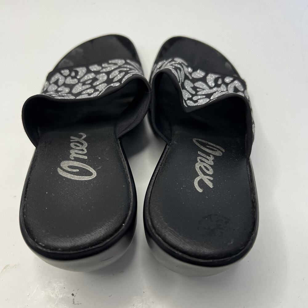 Onex Women's Wedge Sandals Black Sparkly Silver Animal Print Wedge Size 7 (37) - Picture 9 of 13
